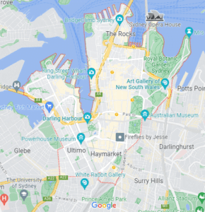 Google map of Sydney CBD, NSW, Australia